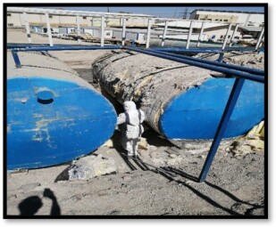 Collection of Fiberglass Waste (Special Waste) Around Storage Tanks